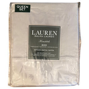 NEW 4pc Ralph Lauren Hemstitch QUEEN Sheet Set Sateen 400 TC Gray HTF Sealed NWT